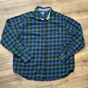Eddie Bauer Flannel Plaid Button Down Men’s‎ Size XXL Blue Green Lumberjack